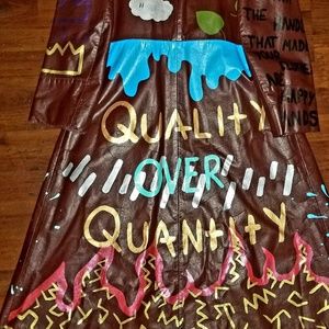 Hand painted womens leather trench coat